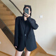 何佳功黑色西裝外套女2026春季新款韓版寬松休閑小個(gè)子面試答辯西服上衣 黑色 L 【建議100-115斤】