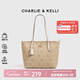 CHARLIE&KELLI CK品牌包包女包輕奢軟皮單肩斜挎包托特包2026新款包包女 米白色【京倉配送 品牌禮袋】