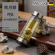 Mercede德國精工純鈦雙層水晶玻璃杯999純銀茶水分離泡茶杯辦公室 皓月銀380ml-純銀蓮花[純鈦款]