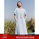 范思藍恩腰精裙天絲棉圓領(lǐng)修身連衣裙女夏新款氣質(zhì)收腰A字裙2760 冰水藍 S