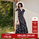 ONLY秋季通勤顯瘦V領(lǐng)A字泡泡袖中長(cháng)款連衣裙女|124107046 H13 涂鴉波點(diǎn)黑白色 M 165/84A