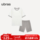 ubras純色舒適柔軟水果全棉家居服睡衣女短袖長(cháng)褲短褲套裝情侶款軟棉棉 【短袖短褲】男款-奶糖白色 2XL