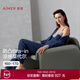 愛(ài)慕（Aimer）25秋睡美人睡衣女抗菌防螨開(kāi)衫帶杯不凸點(diǎn)吊帶九分褲三件套裝 【三件套】鳶尾藍 AM46A851 L 170