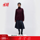 H&M女裝毛針織衫2025冬季寬松打底衫高領(lǐng)內搭酒紅色套衫1294570 酒紅色 M 165/96