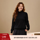 纖莉秀【減齡木耳邊毛衣】大碼女裝簡(jiǎn)約半高領(lǐng)打底衫胖mm冬裝新款4803 黑色 3XL