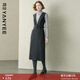 顏域（YANYEE）【79%羊毛】顏域深V無(wú)袖連衣裙女士2025冬季新款氣質(zhì)優(yōu)雅毛呢長(cháng)裙 深灰 M