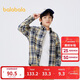 巴拉巴拉童裝男童襯衫長(cháng)袖中大童格子印花襯衣秋冬加絨上衣潮