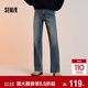 森馬（Semir）森柔牛仔|牛仔褲女抓毛寬松闊腿褲冬季女士做舊長(cháng)褲103724124001A