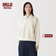 MUJI 女式緊密編織半拉鏈運動(dòng)衫女士衛衣女款26年春季女裝BB2WFA6S 米白色 M (160/84A)