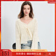 三彩2025秋款鏤空針織衫兩件套短款V領(lǐng)開(kāi)衫長(cháng)袖清新M 米白色 S 155/80A