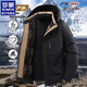 羅蒙（ROMON）冬季加絨加厚棉衣男士外套休閑新款歐美高檔棉服抗寒保暖棉襖男裝 黑色 XL 【推薦110-125斤】
