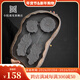小院遇見(jiàn)復古粗陶功夫茶具干泡盤(pán)大號儲水排水式茶臺家用托盤(pán) 古早燒系列（四蓮干泡盤(pán)）