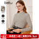 百圖betu女裝秋季新款衛衣女士高彈力半高領(lǐng)修身長(cháng)袖T恤2309T36 黑白條 M