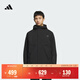 adidas拒水防風(fēng)加絨休閑連帽夾克外套男裝秋冬阿迪達斯輕運動(dòng)   黑色   L