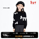 little MO&Co.美麗諾羊毛 童裝秋裝女童羊毛毛衣兒童針織衫大童女孩 黑色 110 110/56