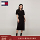 TOMMY JEANS【透氣舒適】夏女珠地棉氣質(zhì)收腰顯瘦V領(lǐng)寬松長(cháng)連衣裙