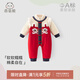 乖奇熊嬰幼兒連體衣冬季夾棉加厚外出哈衣爬服男女寶寶紅色衣服外出冬裝 大紅色 90cm