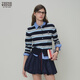 Teenie Weenie小熊女裝毛針織衫26年春季新款青春活力條紋圓領(lǐng)開(kāi)衫 藏青色 S