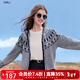 百圖（betu）女裝2025年秋季新款針織開(kāi)衫高級感連帽提花圖案上衣外套2509T55 灰色 S