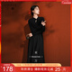 三彩【黑云翻墨】2025冬季新款小黑裙收腰連衣裙長(cháng)裙盤(pán)扣C