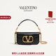 華倫天奴VALENTINO[禮物]女士 LOCO 小號牛皮革手袋鏈條包單肩斜挎手提包 溫柔黑 均碼