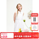 ELLE KIDS童裝 無(wú)袖刺繡連衣裙女兒童夏季新款學(xué)院風(fēng)翻領(lǐng)寬松裙子 白色 160 (S)
