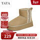 他她（TATA）冬季保暖雪地靴CDD01DD4 卡其色（仿毛里） 38