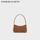 CHARLES&KEITH26春新品鱷魚(yú)紋單肩腋下包斜挎包女女神節生日禮物CK2-80151362-C Chocolate巧克力色 S