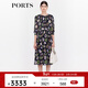 PORTS寶姿商場(chǎng)同款2022早秋新款女裝“似錦繁花”印花靈動(dòng)連衣裙 丈青印花 S (4)
