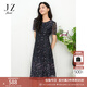 玖姿（JUZUI）氣質(zhì)減齡蕾絲網(wǎng)紗蝴蝶連衣裙女2025夏季新款JLFX50041 花黑 L