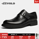 VOLO犀牛孟克鞋男士商務(wù)正裝皮鞋冬季真皮透氣英倫風(fēng)西裝皮鞋婚鞋 黑色布洛克 41