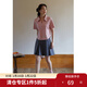 獨束大碼女裝復古POLO領(lǐng)收腰顯瘦T恤女夏季新款微胖mm休閑百搭上衣 桃粉色 M （尺碼：1）