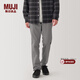 MUJI 男式 彈力絲光斜紋 修身褲 長(cháng)褲子春秋季款休閑褲男士男裝 淺灰棕色 AE0XLA4A 82 180/82A