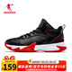 喬丹QIAODAN籃球鞋男球鞋戰靴中幫春新款革面運動(dòng)鞋男鞋減震耐磨球鞋 黑色/極光紅 42.5
