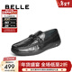 百麗（Belle）男鞋一腳蹬豆豆鞋男2025秋季新商場(chǎng)同款真皮休閑爸爸鞋8TX01CM5 黑色 40 (250mm)