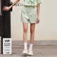 MO&Co.短褲三醋酸混紡光澤感輕薄精彩高腰直筒西褲薄荷綠摩安珂 薄荷綠色 S 160