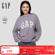 GAP女裝2025秋季新款印花logo寬松蝙蝠袖抓絨圓領(lǐng)衛衣上衣792502 淡紫色 M (165/88A)亞洲尺碼