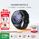 華為（HUAWEI）手表WATCH 5【咨詢(xún)享優(yōu)惠】智能運動(dòng)健康eSIM獨立通話(huà)血氧呼吸體溫監測風(fēng)險評估男女朋友禮物4Pro 46mm蒼穹黑丨黑色氟橡膠表帶【皮表帶+貼膜】