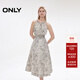 ONLY2025秋季新款度假風(fēng)印花收腰褶皺顯瘦無(wú)袖連衣裙女|125107059 H1K路西印花黑 M