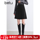 百圖betu女裝秋冬新款半身裙撞色線(xiàn)設計百搭短裙裙子女2410T73 黑色 L