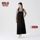 MUJI女式 木棉混 燈芯絨 背帶裙寬松直筒中長(cháng)款連衣裙 美拉德BE12CC3A 黑色 M