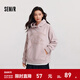 森馬（Semir）史努比系列衛衣女中長(cháng)款假兩件圖案冬oversize搖粒絨連帽衣服 橡皮粉61214（特寬松款介意可拍小一碼） S