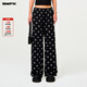 SMFK黑花園闊腿運動(dòng)褲寬松顯瘦長(cháng)褲秋冬休閑褲明星同款P0009BG 黑花園 M