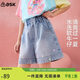 ASK JUNIOR燙鉆兒童褲子26夏季牛仔短褲女童直筒褲透氣親膚中褲 藍色 160