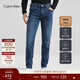 Calvin KleinJeans【磨絨保暖】秋冬男士休閑通勤ck刺繡合體楔形錐形牛仔褲 1A4-牛仔藍 33