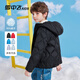 雪中飛童裝兒童羽絨服新款女童中大童時(shí)尚印花男童輕薄連帽羽絨拜年服 黑色 160