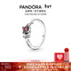 潘多拉（PANDORA）迪士尼系列美女與野獸玫瑰戒指紅色花枝童話(huà)時(shí)尚生日禮物送女友 玫瑰戒指 56mm—16號圈口