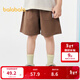 巴拉巴拉童裝嬰兒褲子男童寶寶休閑褲兒童中褲純棉2025新款夏裝時(shí)尚短褲 胡桃棕51006 130
