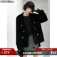 COCOBELLA豐盈毛感環(huán)保皮草外套高奢雙排扣氣質(zhì)裸領(lǐng)大衣WL56-2 黑色 L