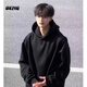 OEMG美式潮牌連帽加絨加厚衛衣男女春秋冬季360g重磅硬挺情侶保暖外套 WS66黑色無(wú)帽繩 XL 【建議135-150斤】